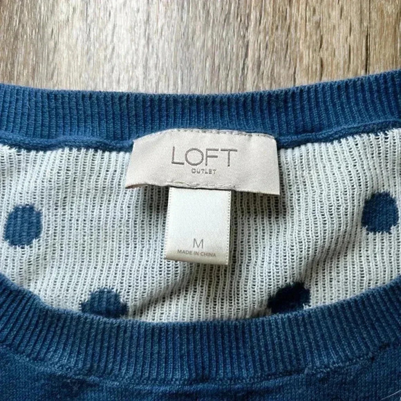 Womens LOFT Blue Polka Dot Sweater - M - Picture 8 of 8